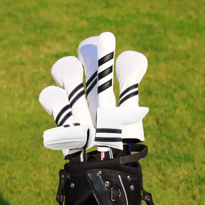 Frimon Golf Club Covers,4pcs or 1pc Golf Headcovers for Woods and Driver Fairway Hybrids Women Men - Premium PU Leather with Interchangeable Tags & Magnetic Blade and Mallet Putter Covers - Image 2